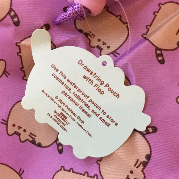 Pusheen drawstring pouch w/ flap in purple - Picture 2 of 6